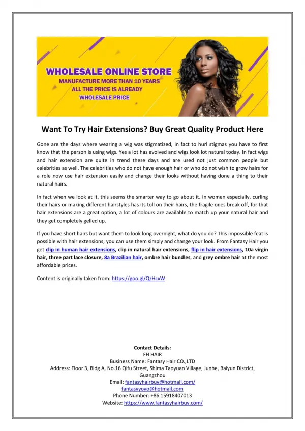 Want To Try Hair Extensions? Buy Great Quality Product Here