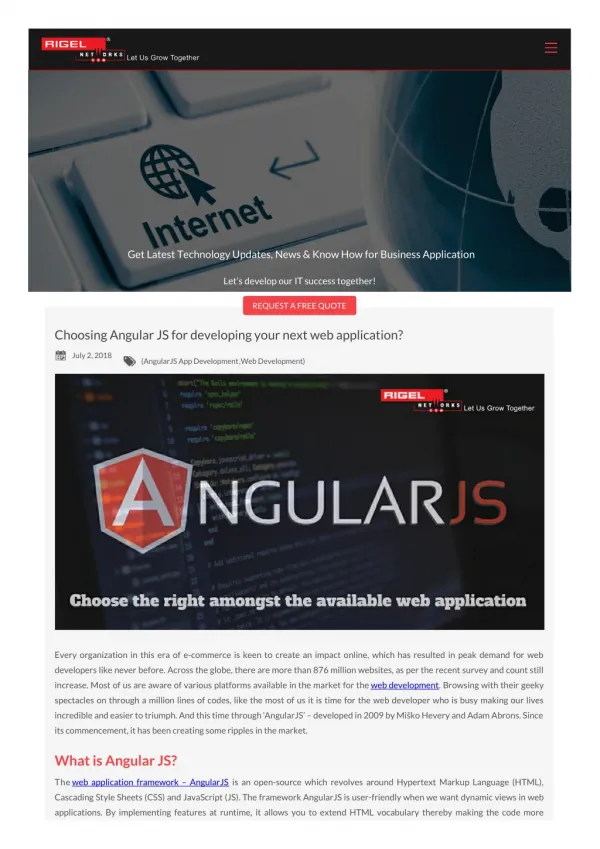 Choosing Angular JS for developing your next web application?