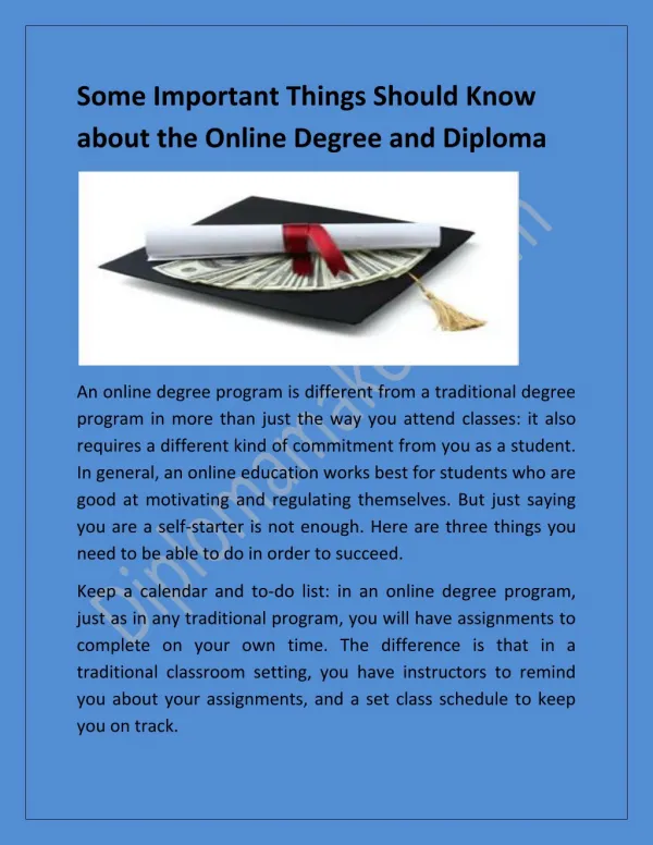 Some Important Things Should Know about the Online Degree and Diploma