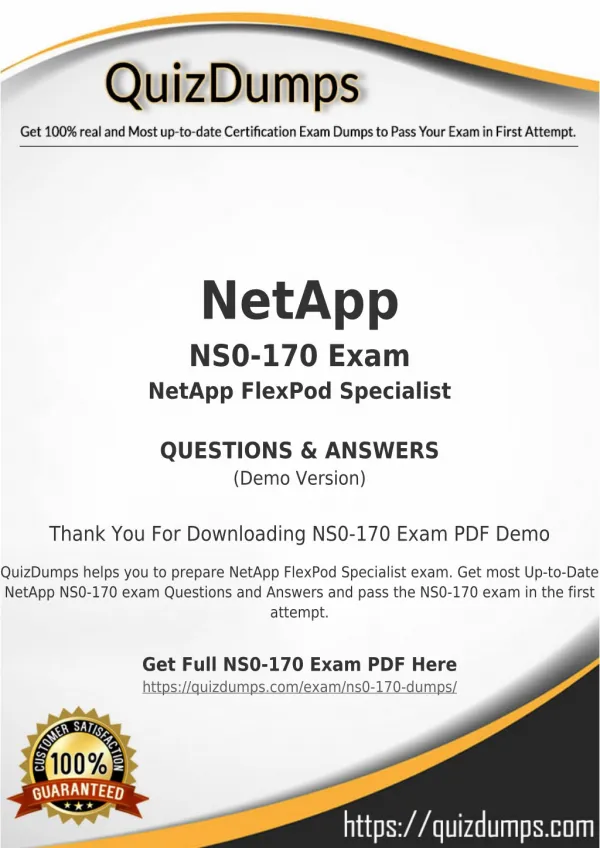 NS0-170 Exam Dumps - Preparation with NS0-170 Dumps PDF [2018]