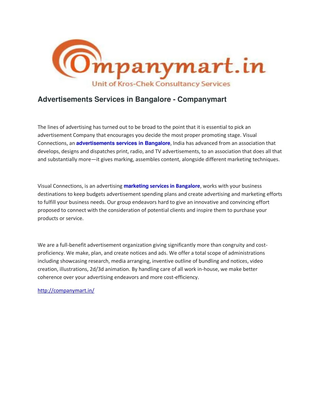 advertisements services in bangalore companymart