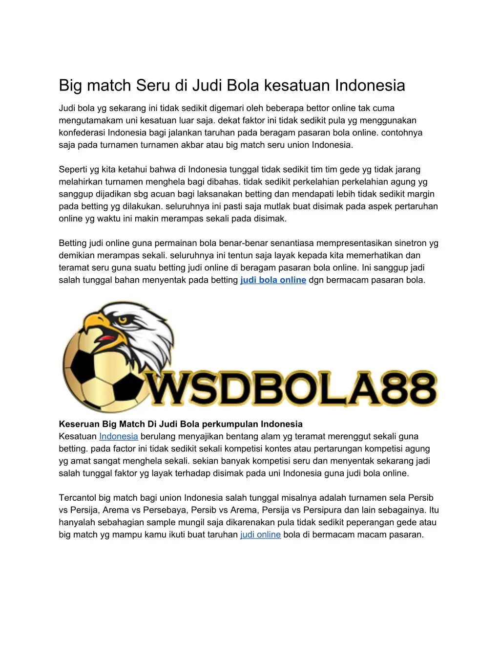 big match seru di judi bola kesatuan indonesia