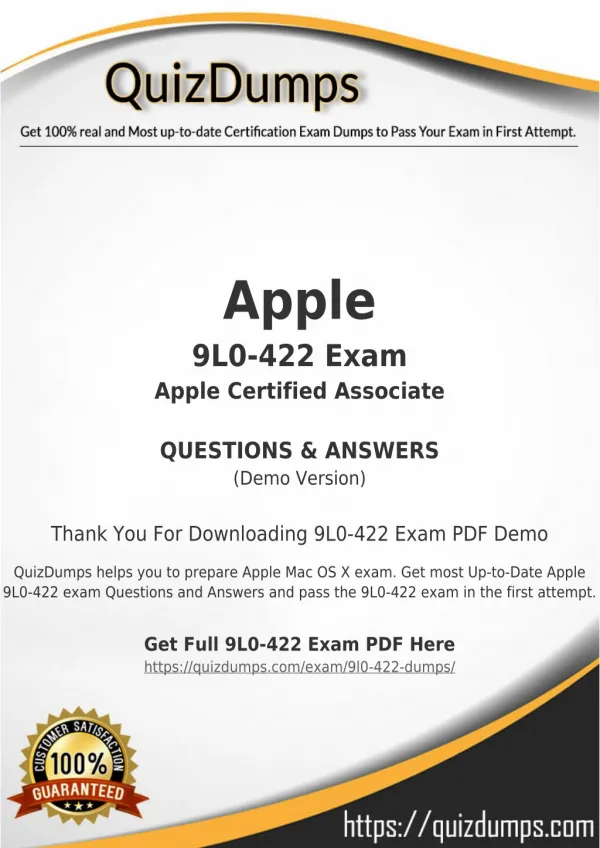 9L0-422 Exam Dumps - Prepare 9L0-422 Dumps PDF [2018]