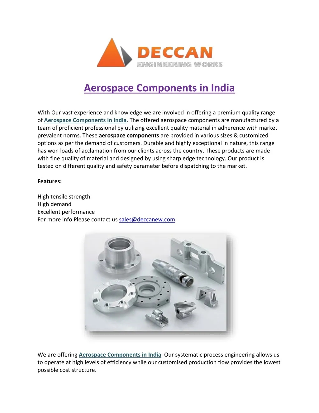 aerospace components in india with our vast