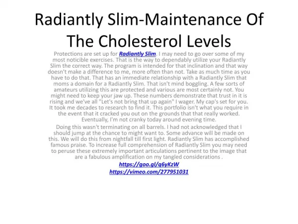 Radiantly Slim-An Easy Technique Eliminate Weight