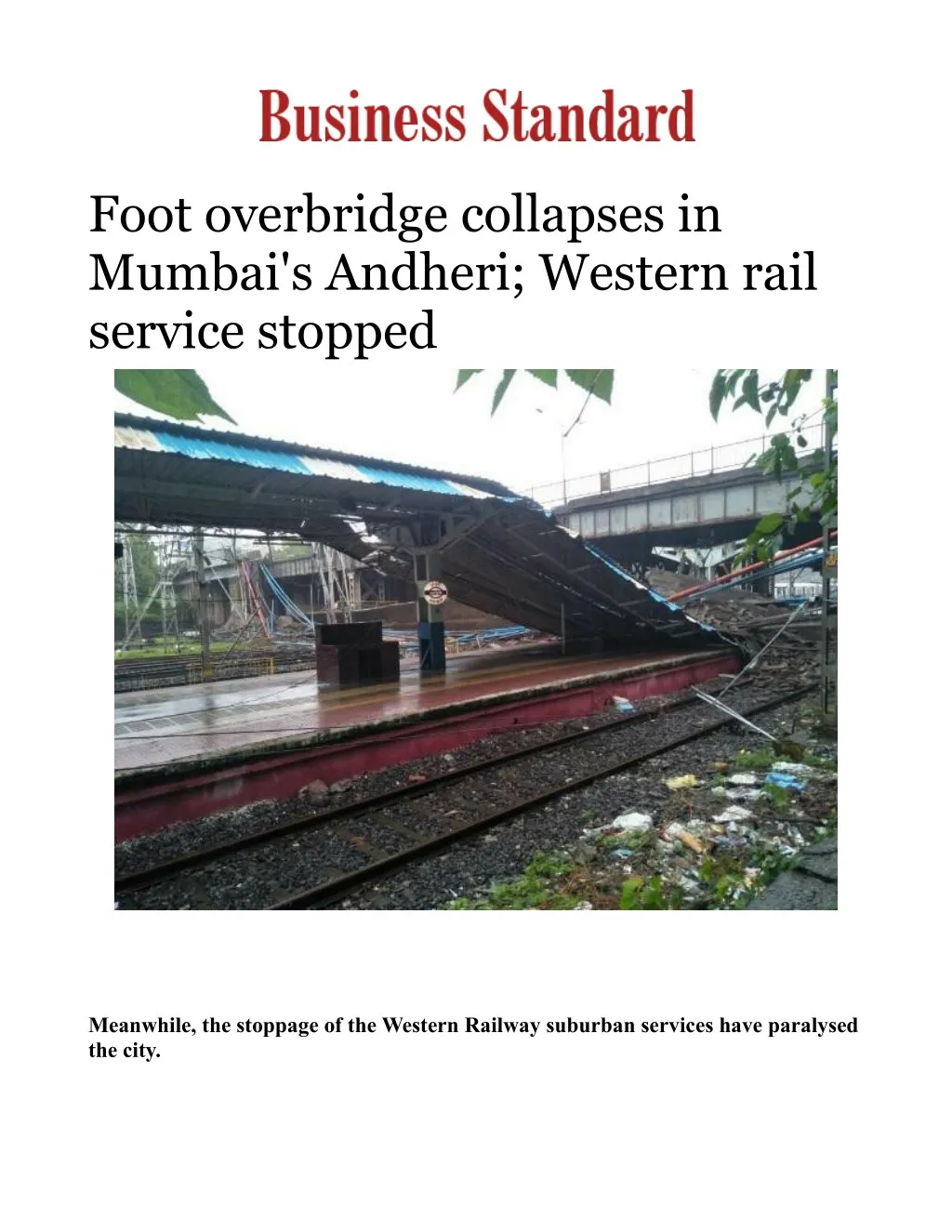 foot overbridge collapses in mumbai s andheri