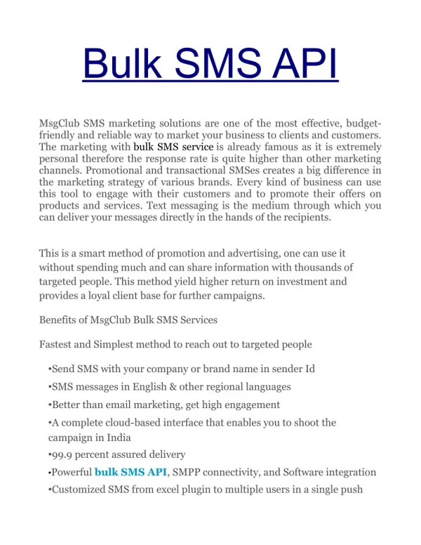 Best Bulk SMS API to Grow your Business