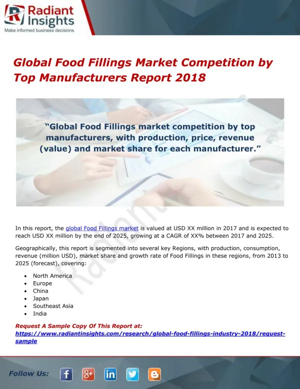 Global Food Fillings Market Competition by Top Manufacturers Report 2018