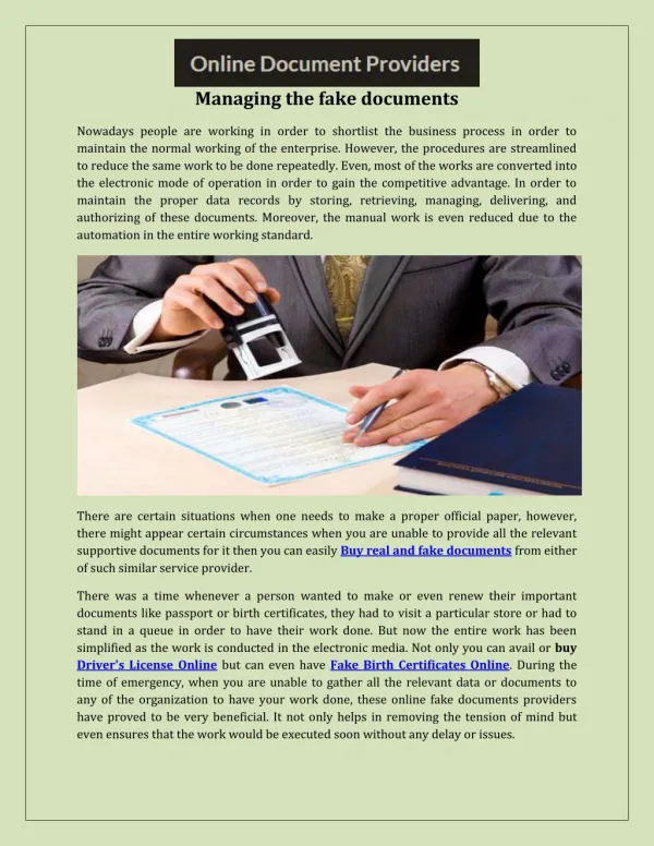 managing the fake documents