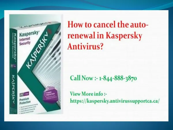 How to cancel the Auto-Renewal in Kaspersky Antivirus?