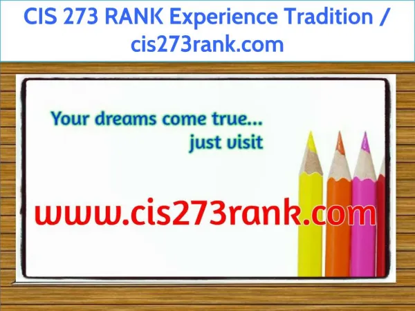 CIS 273 RANK Experience Tradition / cis273rank.com