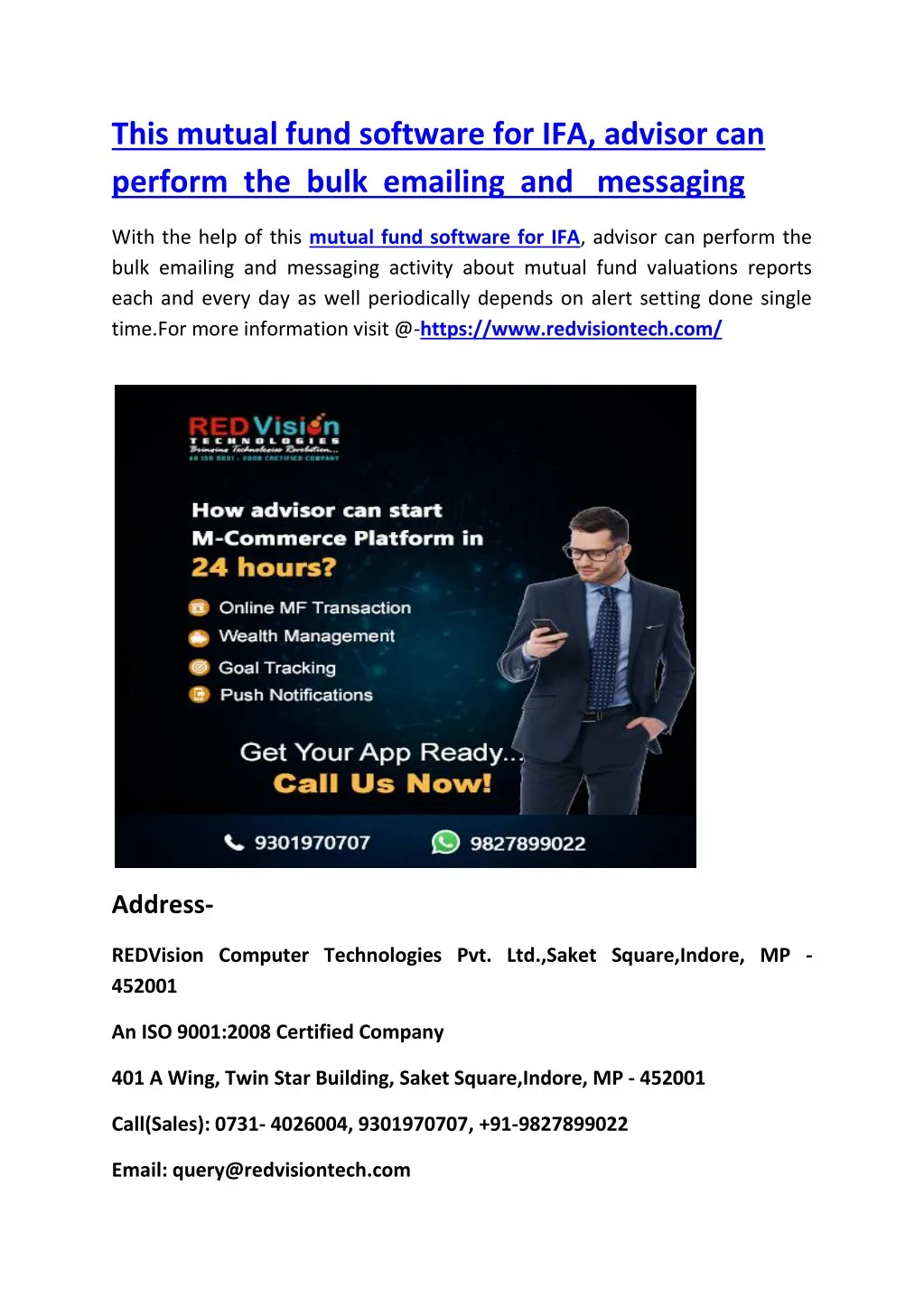 this mutual fund software for ifa advisor