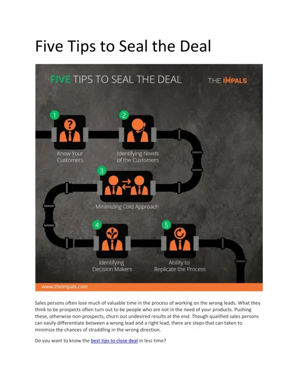 Five Tips to Seal the Deal