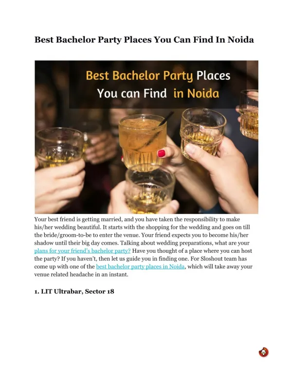 Best Bachelor Party Places You Can Find In Noida