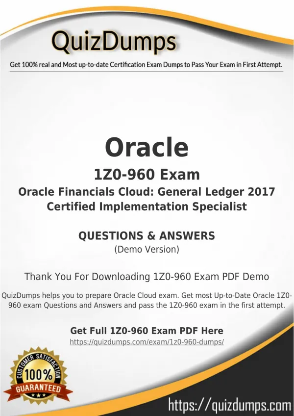 1Z0-960 Exam Dumps - Pass with 1Z0-960 Dumps PDF [2018]