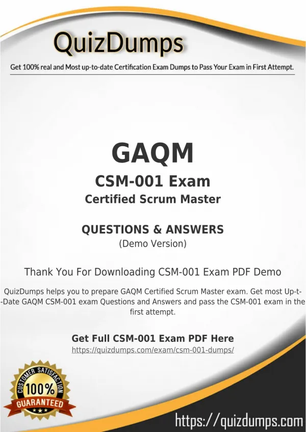 CSM-001 Exam Dumps - Preparation with CSM-001 Dumps PDF [2018]