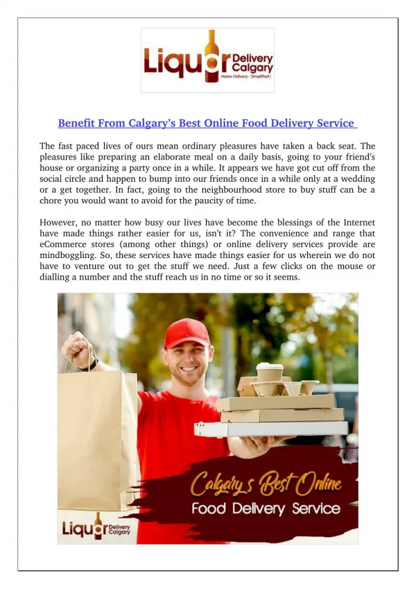 Benefit From Calgaryâ€™s Best Online Food Delivery Service