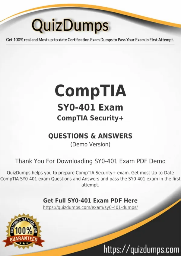 SY0-401 Exam Dumps - Prepare SY0-401 Dumps PDF [2018]