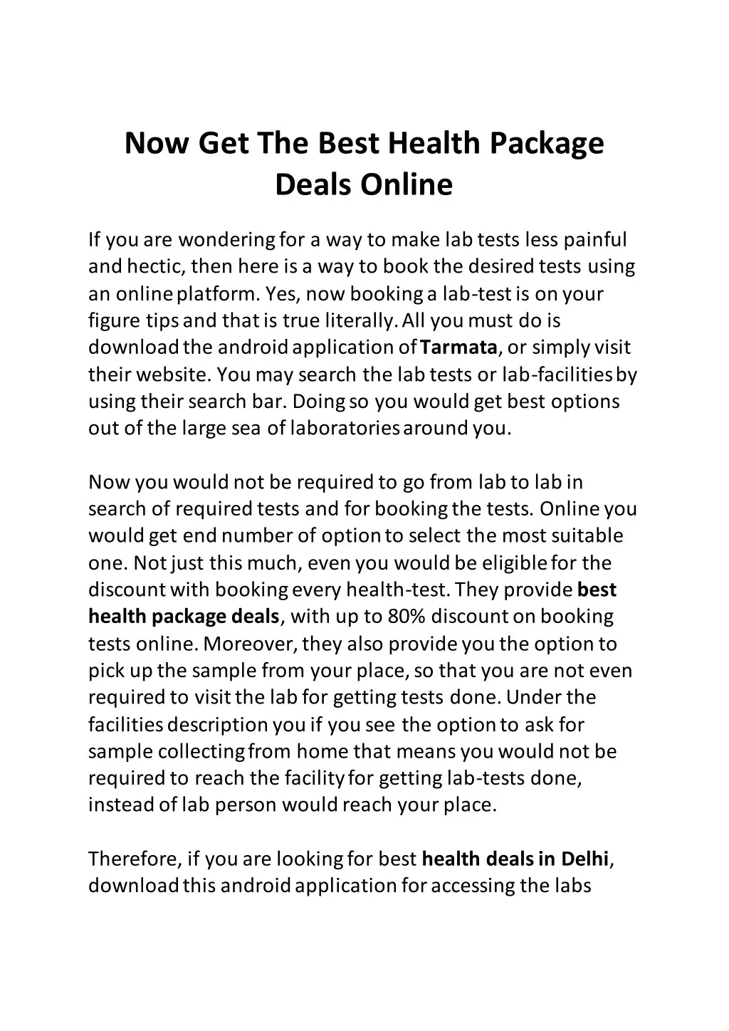 now get the best health package deals online