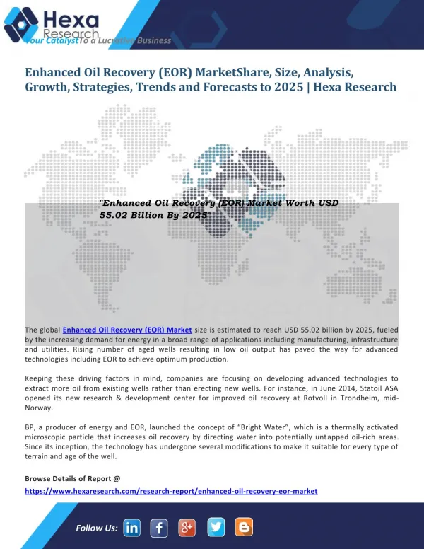 Enhanced Oil Recovery (EOR) Industry Insights, Analysis Report , 2025