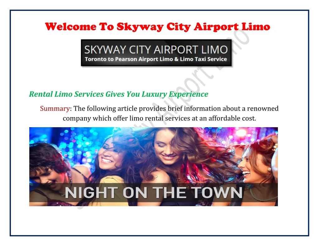 welcome to skyway city airport limo