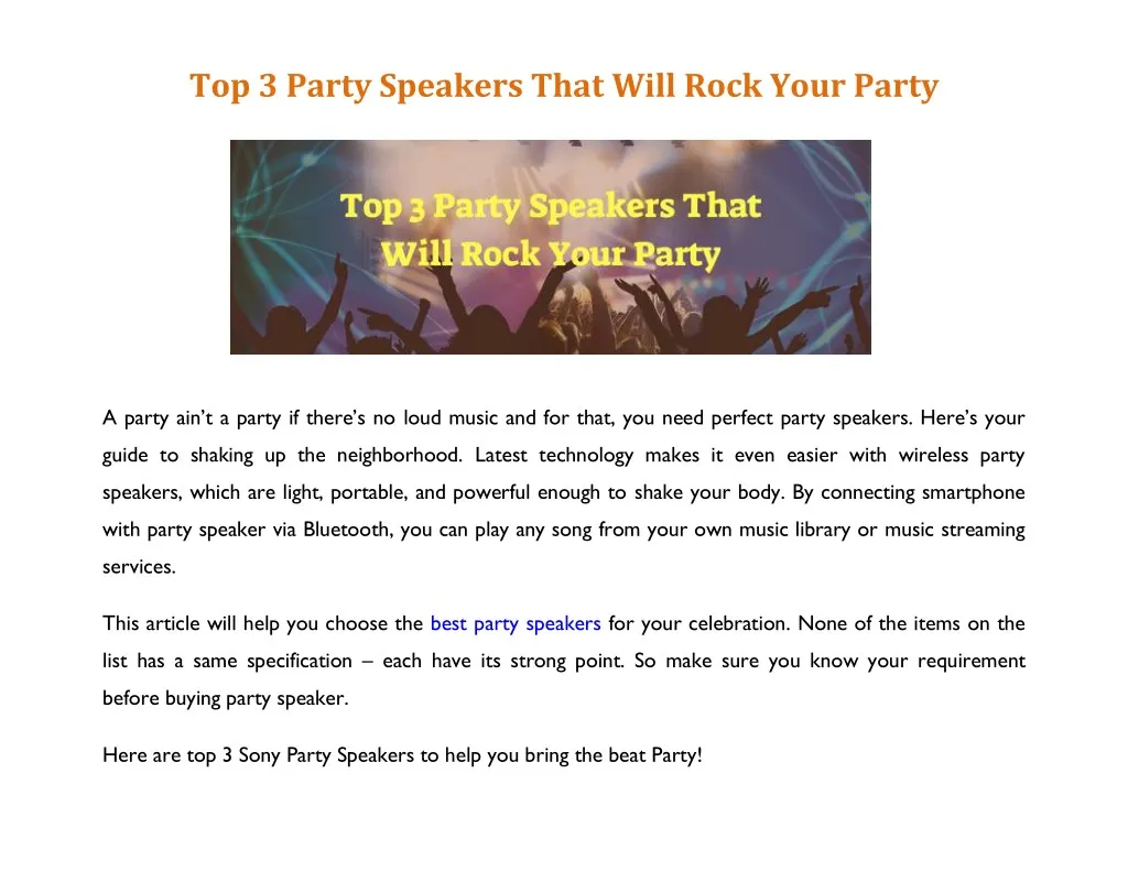 top 3 party speakers that will rock your party
