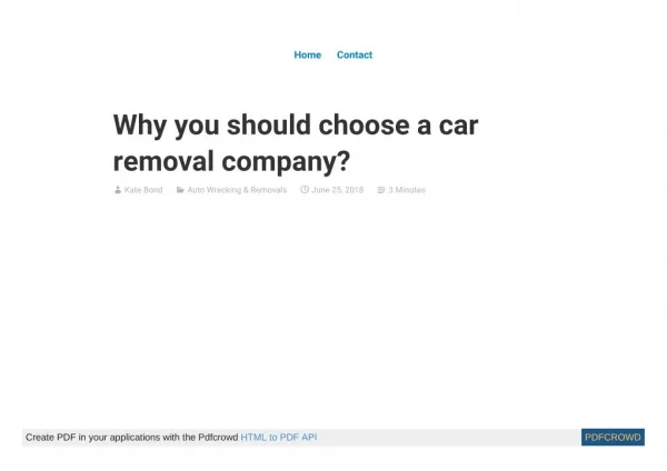 Why you should choose a car removal company?