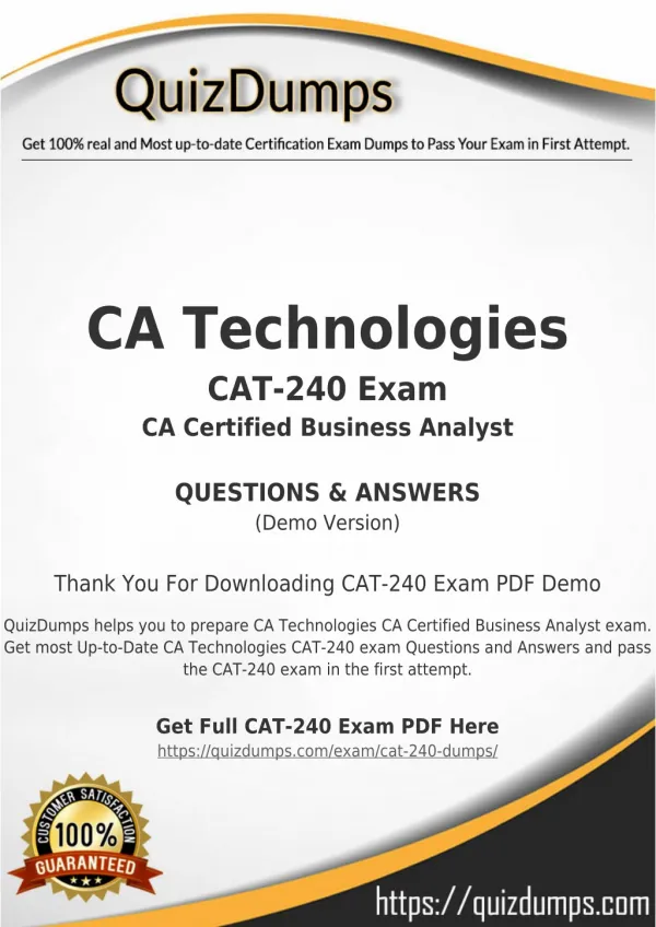 CAT-240 Exam Dumps - Pass with CAT-240 Dumps PDF [2018]