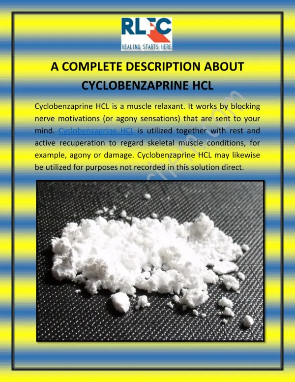A Complete Description About Cyclobenzaprine HCL
