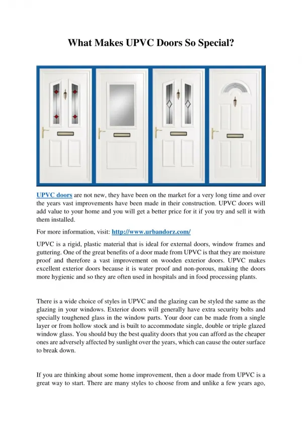 What Makes UPVC Doors So Special?