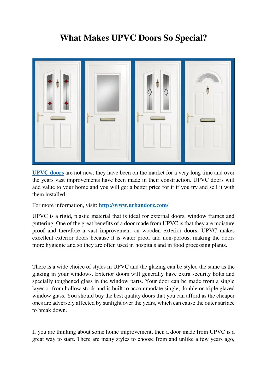 what makes upvc doors so special