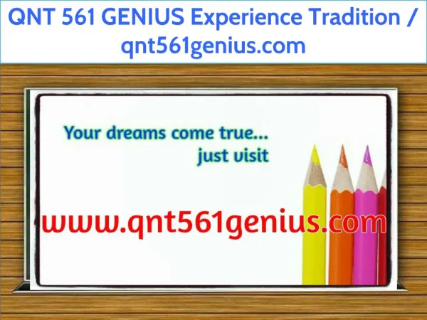 QNT 561 GENIUS Experience Tradition / qnt561genius.com