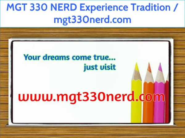 MGT 330 NERD Experience Tradition / mgt330nerd.com