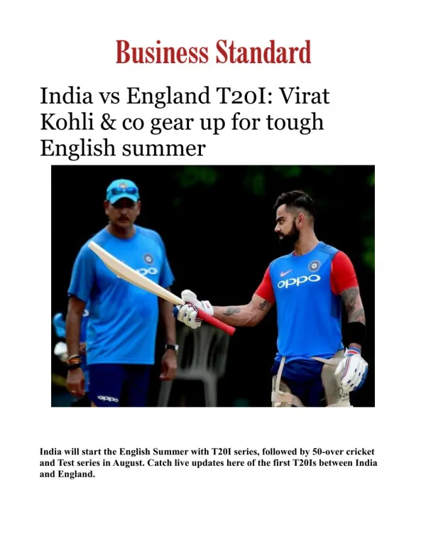 India vs England T20I: Virat Kohli & co gear up for tough English summer 
