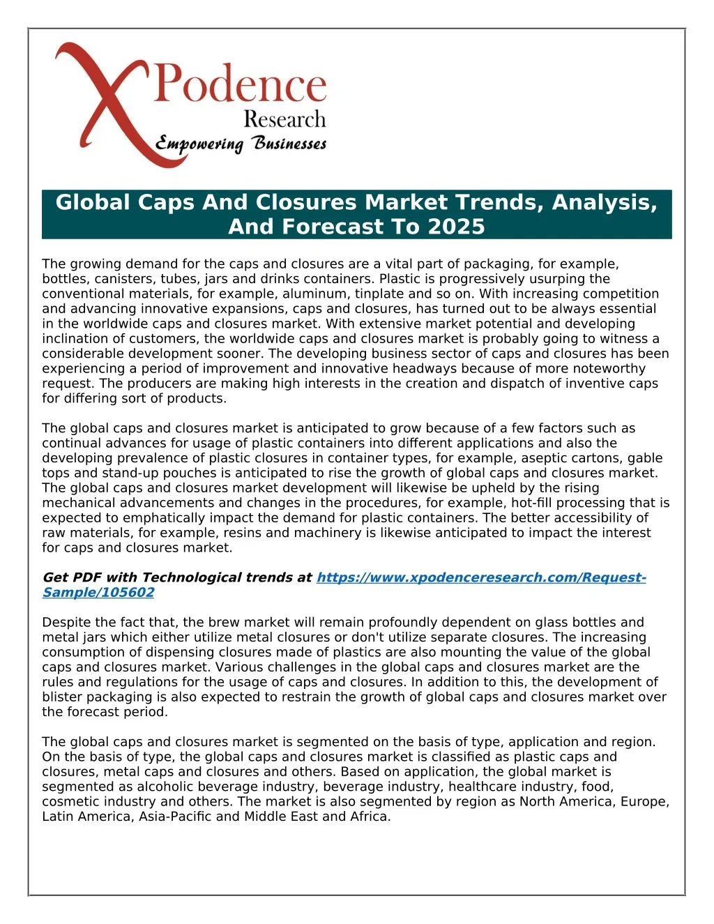 global caps and closures market trends analysis