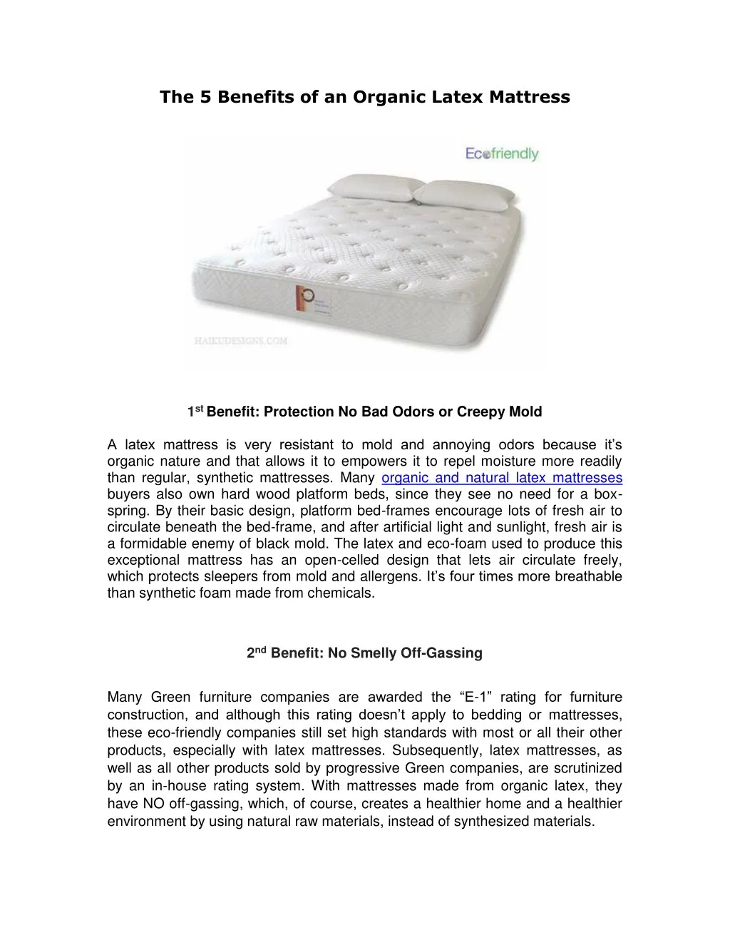 the 5 benefits of an organic latex mattress