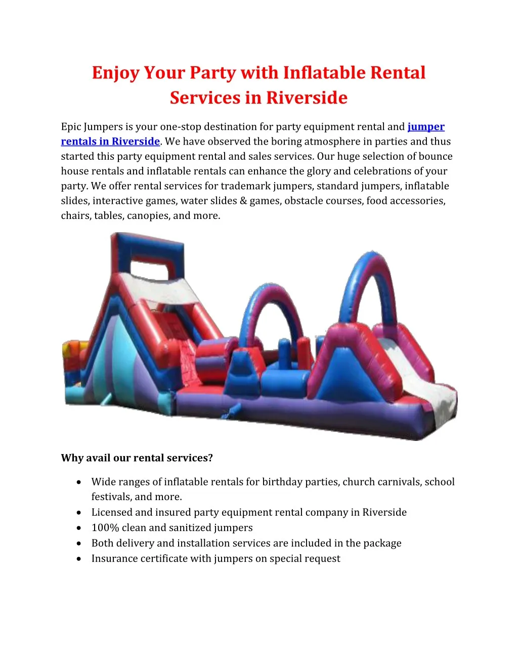enjoy your party with inflatable rental services