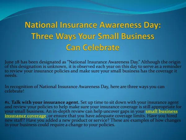 National Insurance Awareness Day: Three Ways Your Small Business Can Celebrate