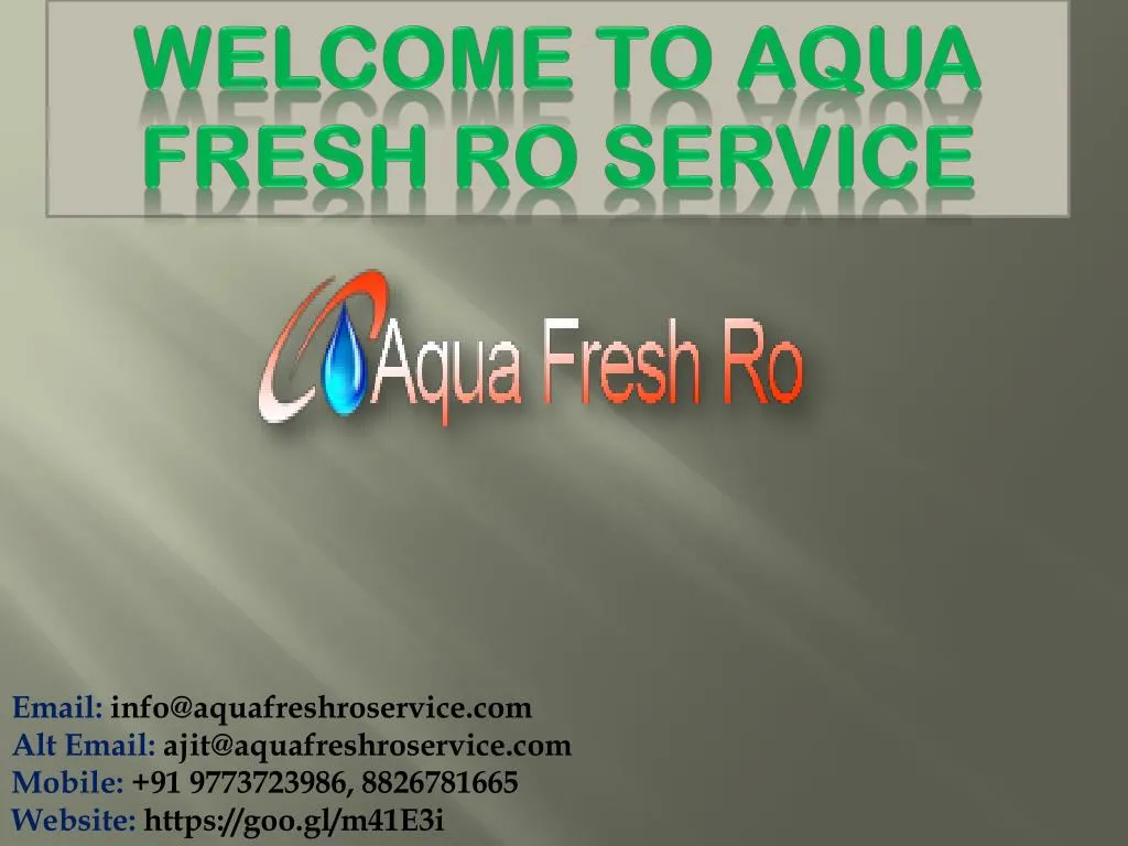 welcome to aqua fresh ro service