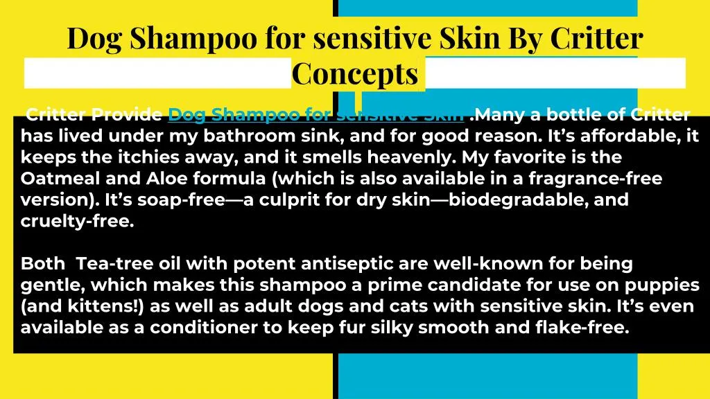 dog shampoo for sensitive skin by critter concepts