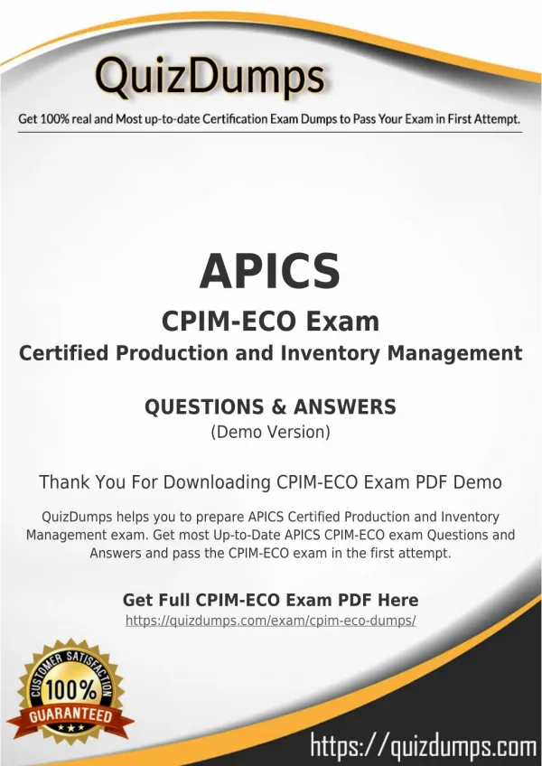 CPIM-ECO Exam Dumps - Get CPIM-ECO Dumps PDF [2018]