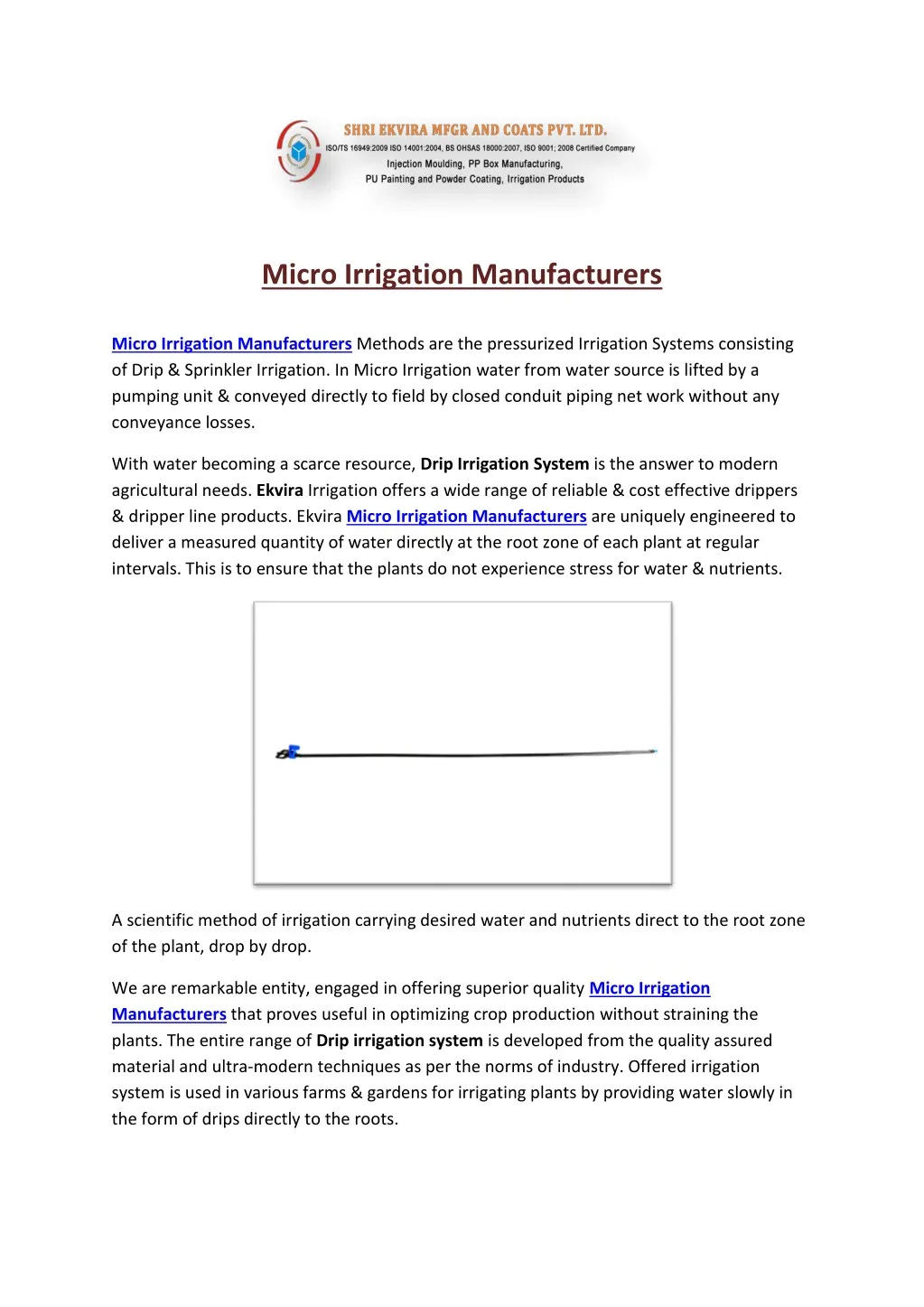 micro irrigation manufacturers