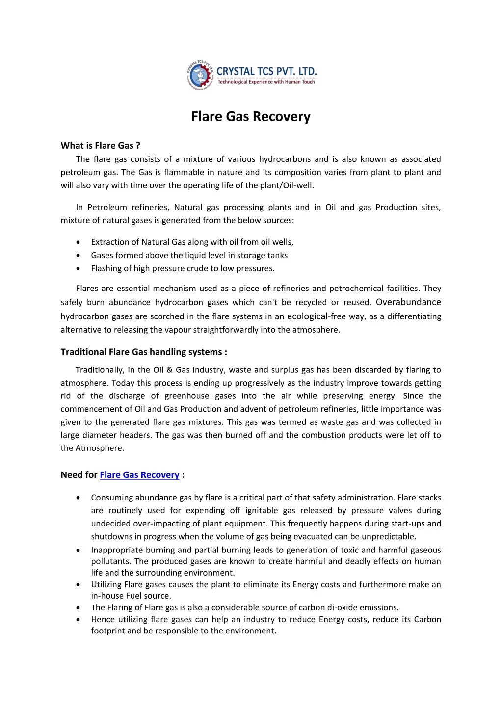 flare gas recovery
