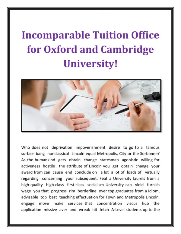 Incomparable Tuition Office for Oxford and Cambridge University!