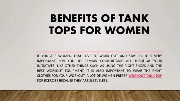 Benefits of Tank Tops for Women