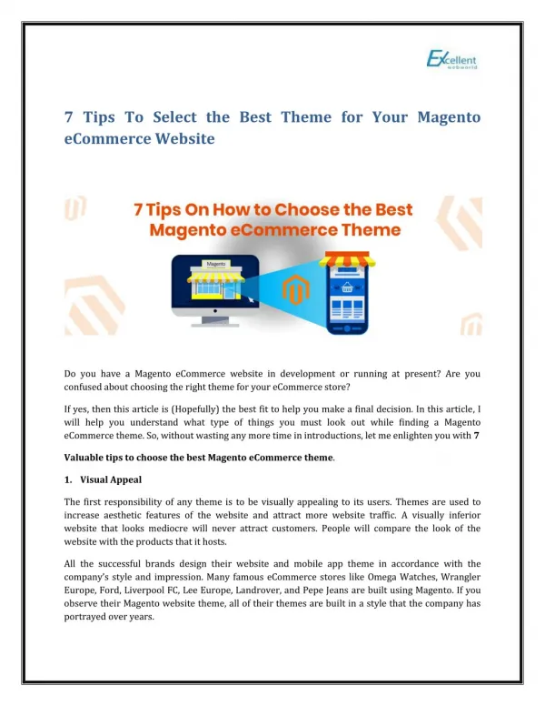 7 Tips To Select the Best Theme for Your Magento eCommerce Website