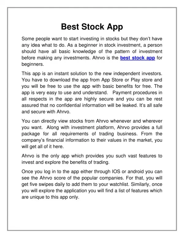 Best Stock App