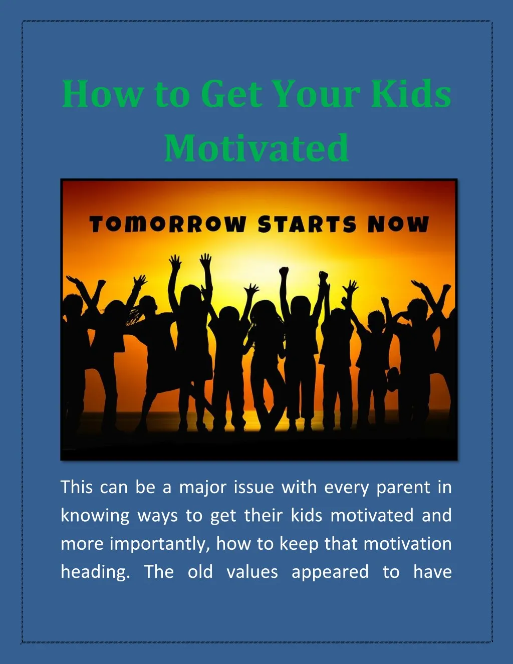 how to get your kids motivated