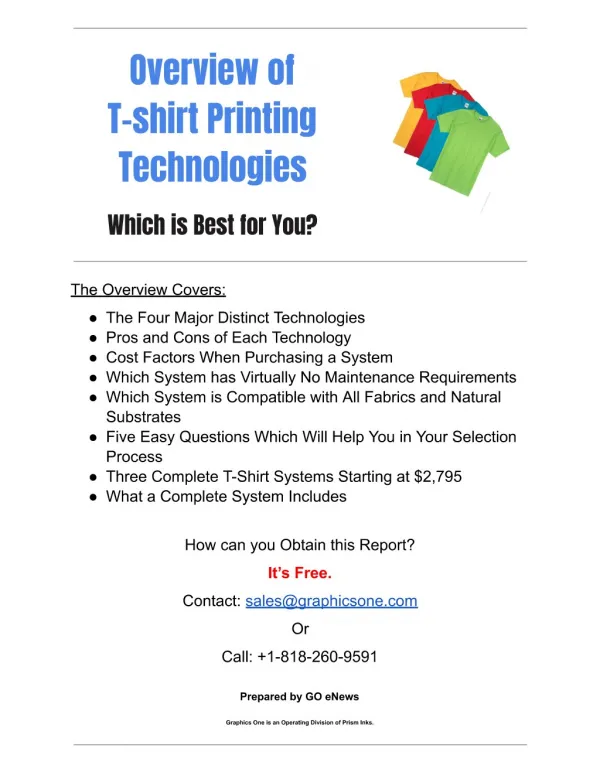 Overview of Printing Technologies Report Available Free