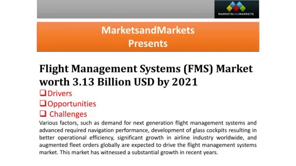 Flight Management Systems (FMS) Market worth 3.13 Billion USD by 2021
